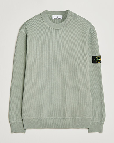 Stone Island Ribbed Soft Organic Cotton Crewneck Sage – Grønn