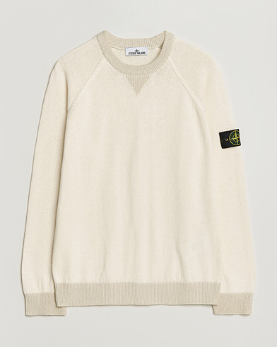 Stone Island Raw Hand Organic Cotton Raglan Crewneck Ivory – Hvit
