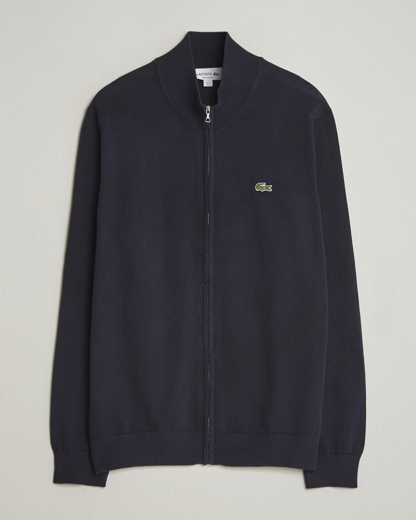 Lacoste Cotton Knitted Full Zip Navy Blue – Blå