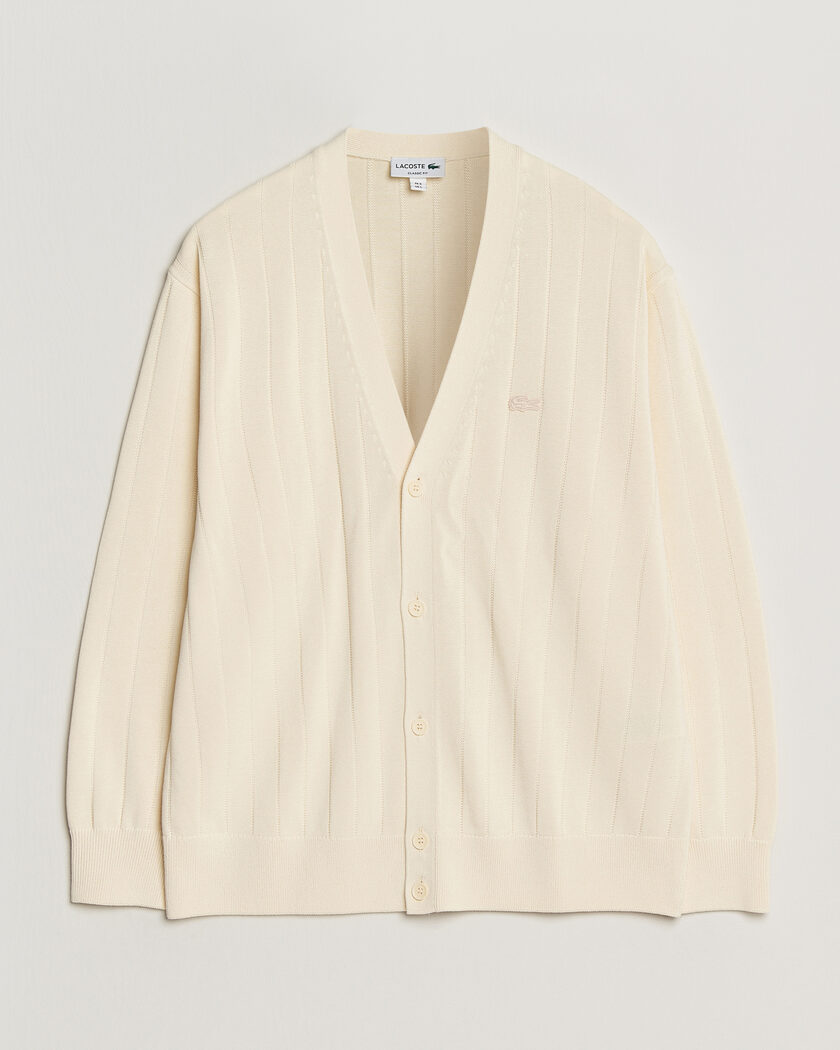 Lacoste Cotton Structured Knitted Cardigan Naturel Clair – Beige