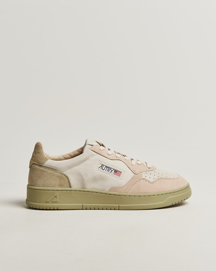 Autry Medalist Low Suede Mix Sneaker Green/White/Sand – Flerfarget