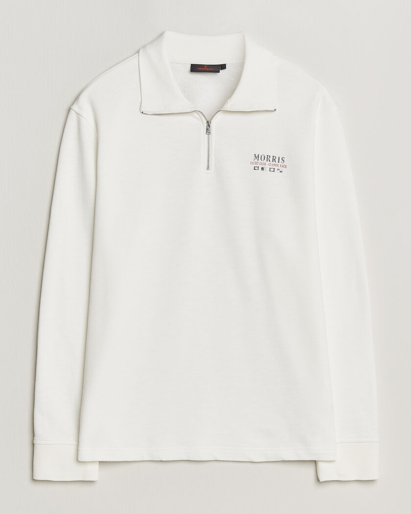 Morris Northcott Slub Half-Zip White – Hvit