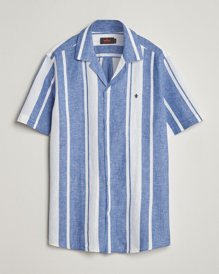 Morris Resort Short Sleeve Linen Shirt Blue – Blå