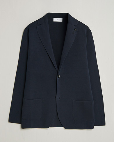 Lardini Knitted Cotton Blazer Navy – Blå