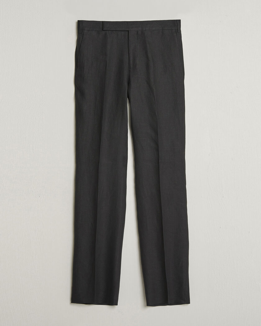 Lardini Palu Straight Fit Linen Trousers Black – Svart