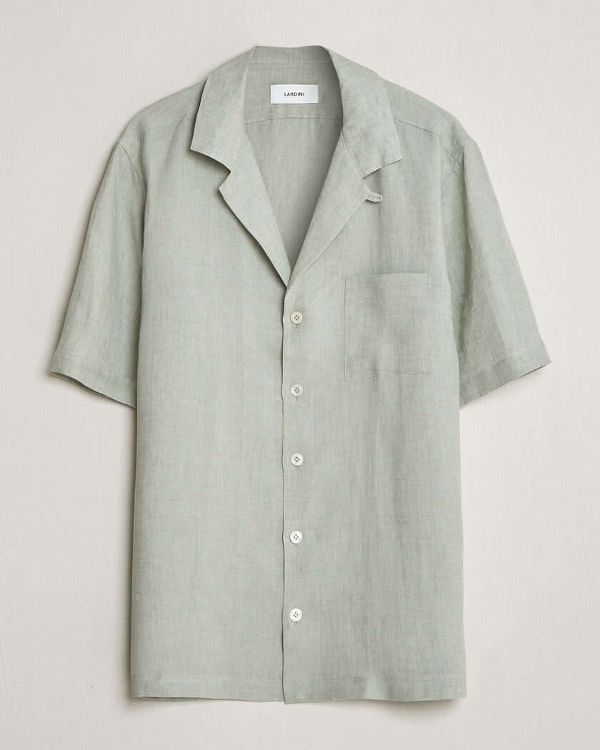 Lardini Klop Short Sleeve Linen Resort Shirt Light Green – Grønn