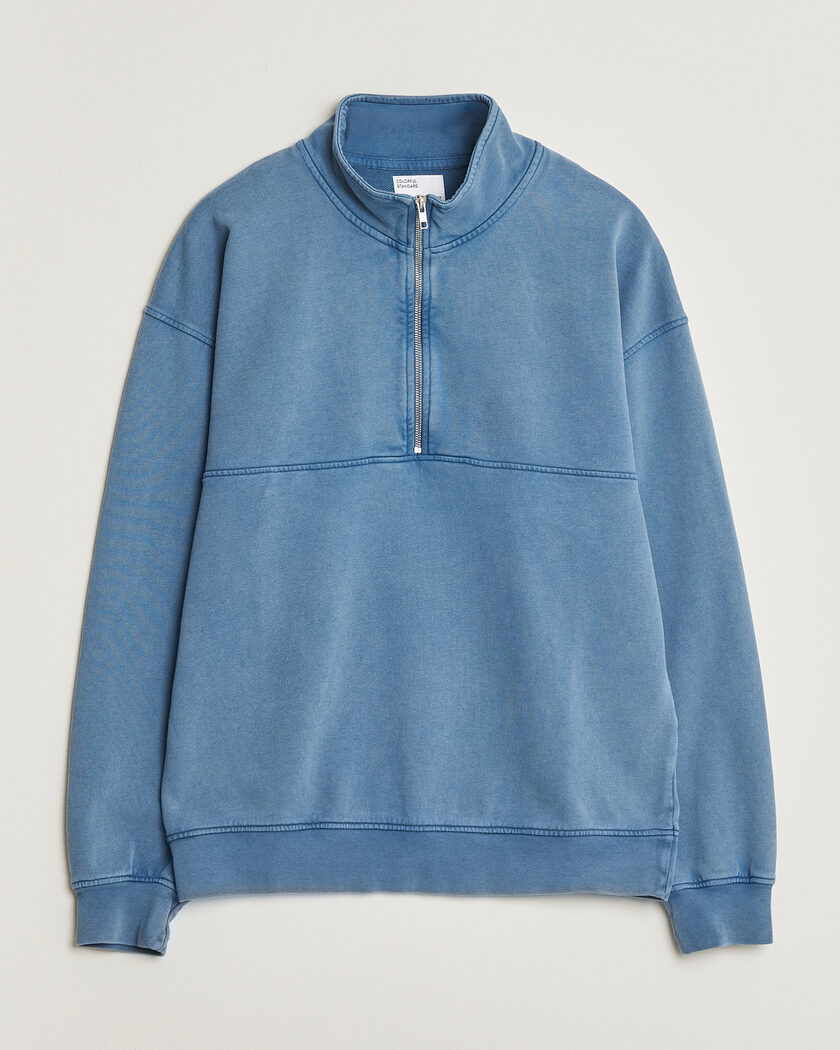 Colorful Standard Classic Organic Half-Zip Faded Indigo – Blå