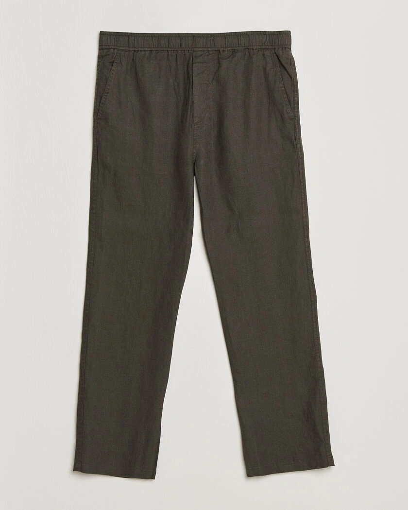 Samsøe Samsøe Jabari Linen Drawstring Trousers Black Olive – Grå