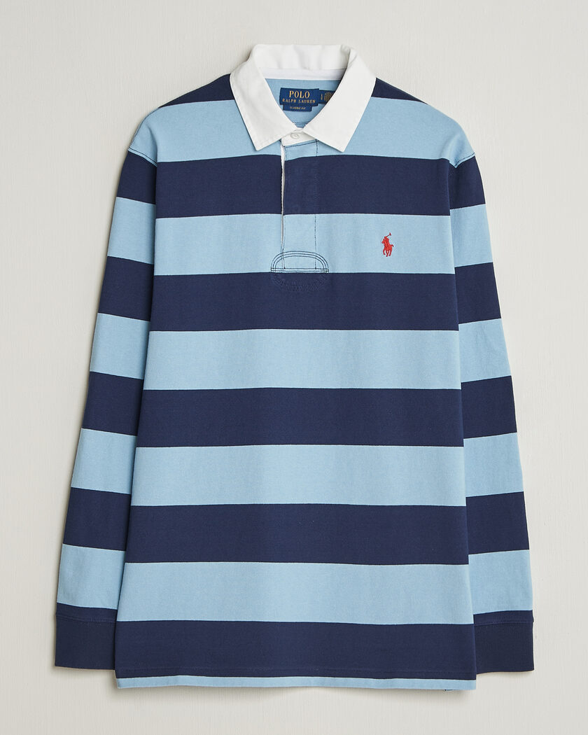 Polo Ralph Lauren Jersey Striped Rugger Powder Blue/Newport Navy – Blå