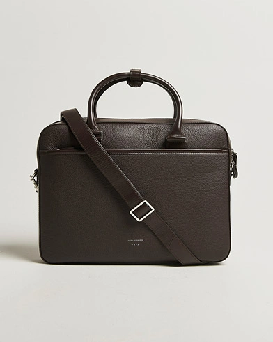 Tiger of Sweden Bosun Grained Leather Briefcase Dark Brown – Brun