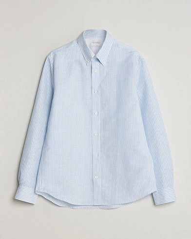 Tiger of Sweden Bjorn Cotton/Linen Striped Shirt Heaven – Blå