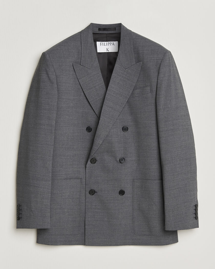 Filippa K Michael Wool Pinstriped Double Breasted Blazer Mid Grey – Grå