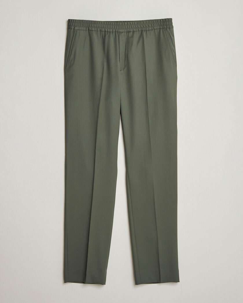 Filippa K Theo Relaxed Wool Trousers Grey Green – Grønn