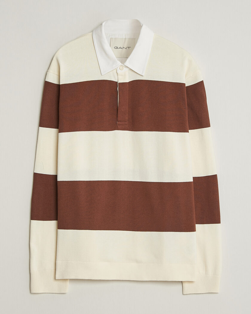 GANT Barstriped Knitted Rugger Cream/Brown – Flerfarget