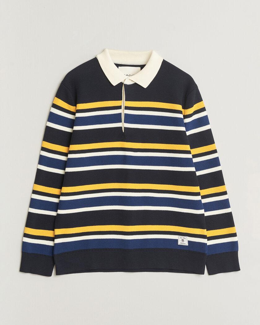 GANT Multisptriped Knitted Rugger Evening Blue – Blå