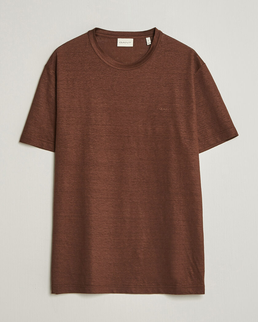 GANT Linen T-Shirt Mahogany Brown – Brun