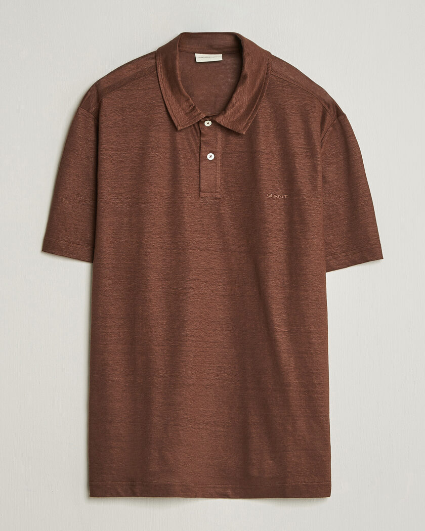 Gant Linen Polo Mahogany Brown – Brun