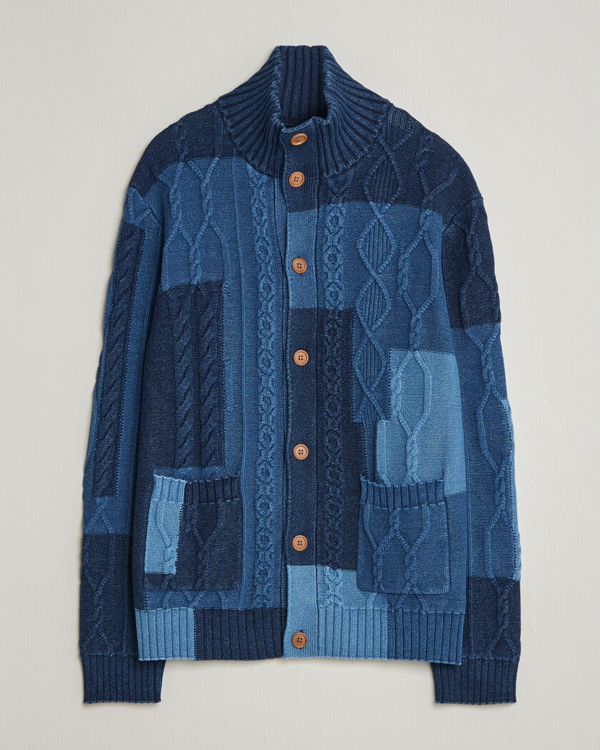 GANT Indigo Cotton Cable Cardigan Rich Navy – Blå