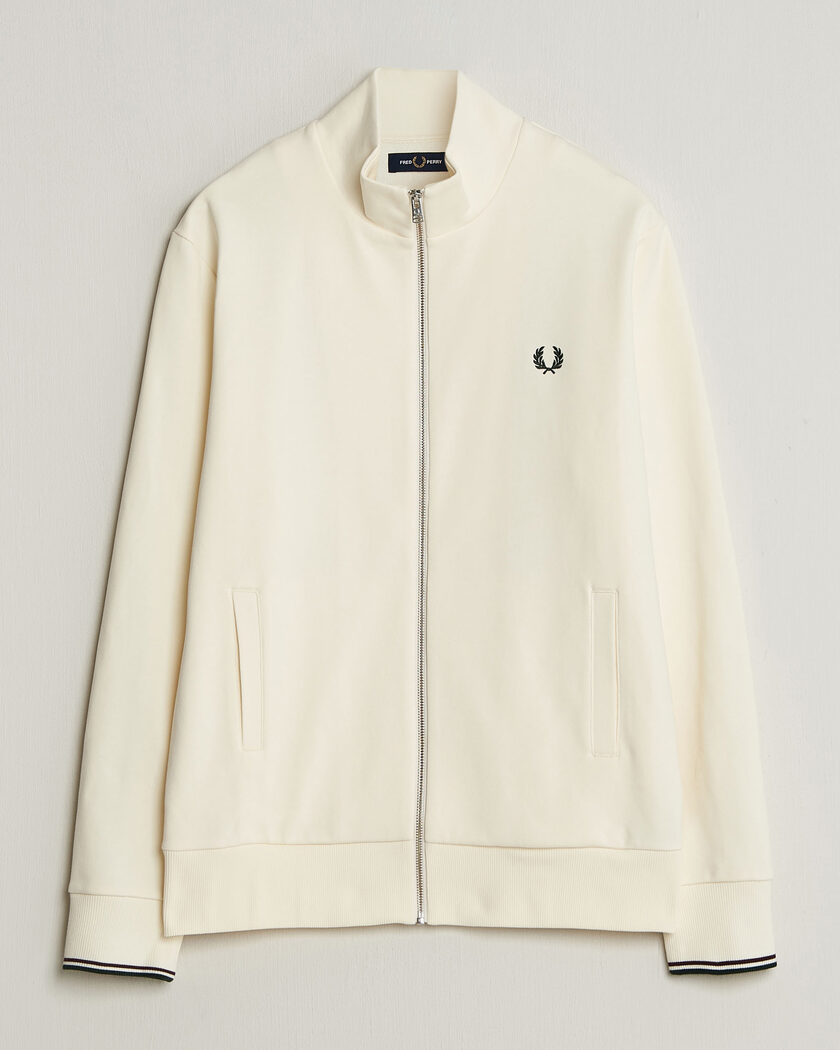 Fred Perry Full Zip Sweatshirt Ecru – Hvit