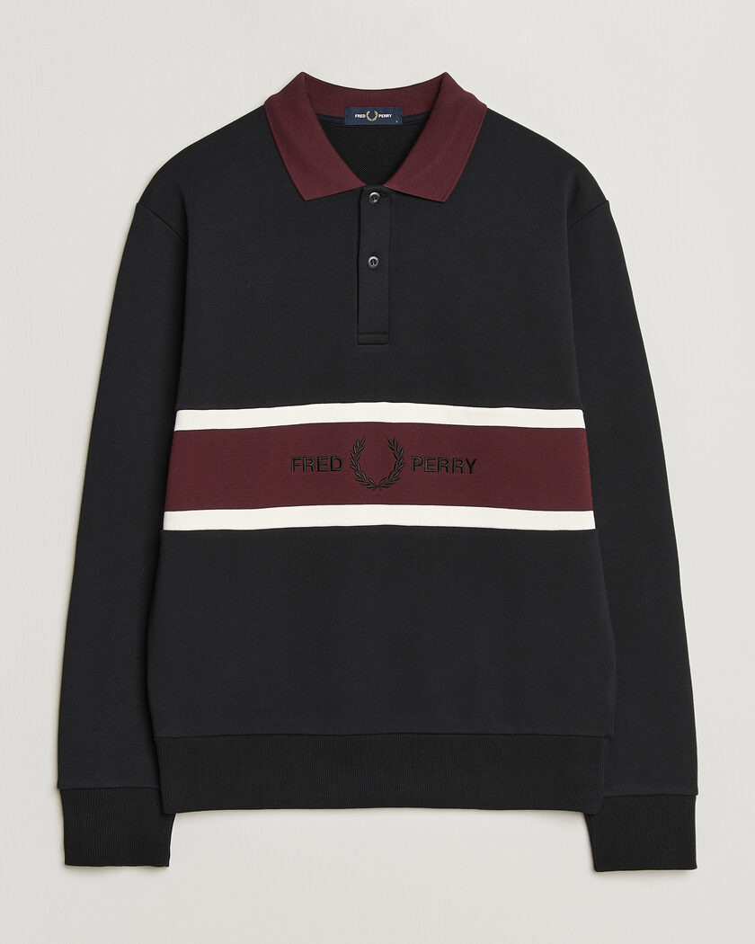 Fred Perry Embroidered Paneled Polo Sweater Black – Flerfarget