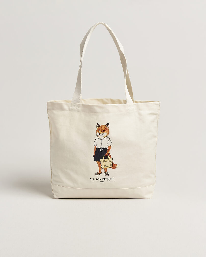 Maison Kitsuné Dressed Fox Totebag Ecru – Hvit