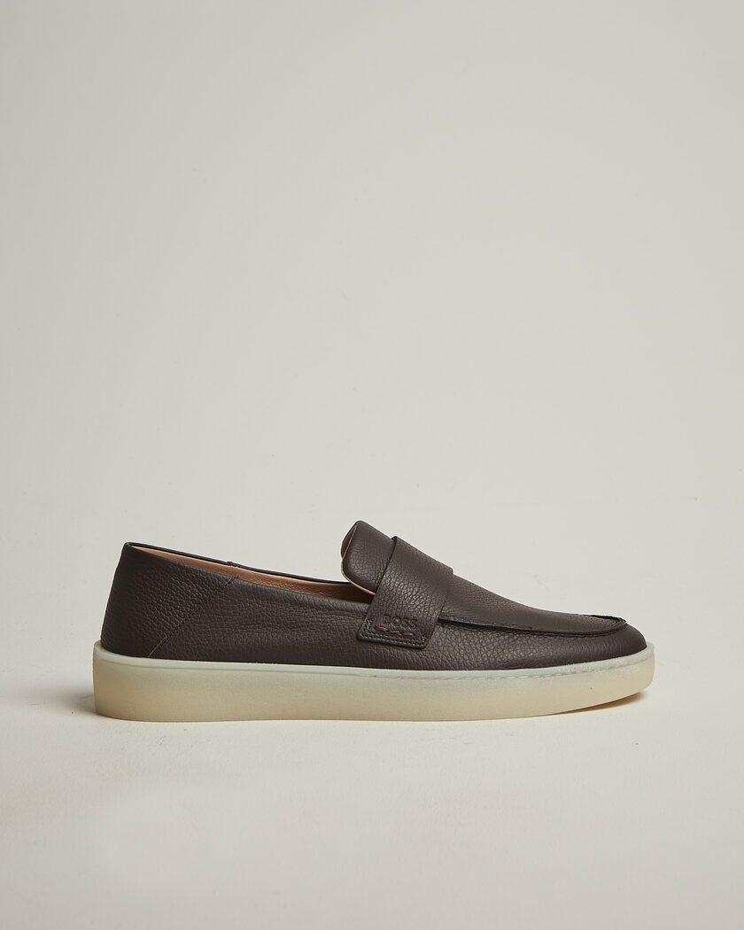 BOSS BLACK Randal Leather Loafer Dark Brown – Brun