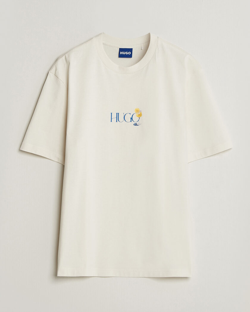 HUGO Nulaxo Printed Crew Neck T-Shirt Open White – Hvit