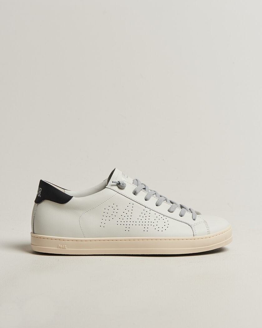 P448 John Leather Sneaker White/Black – Hvit