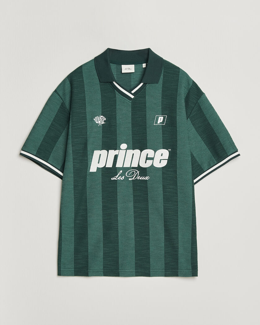 LES DEUX Prince Stripe Jaquard Polo Pineneedle Green – Grønn