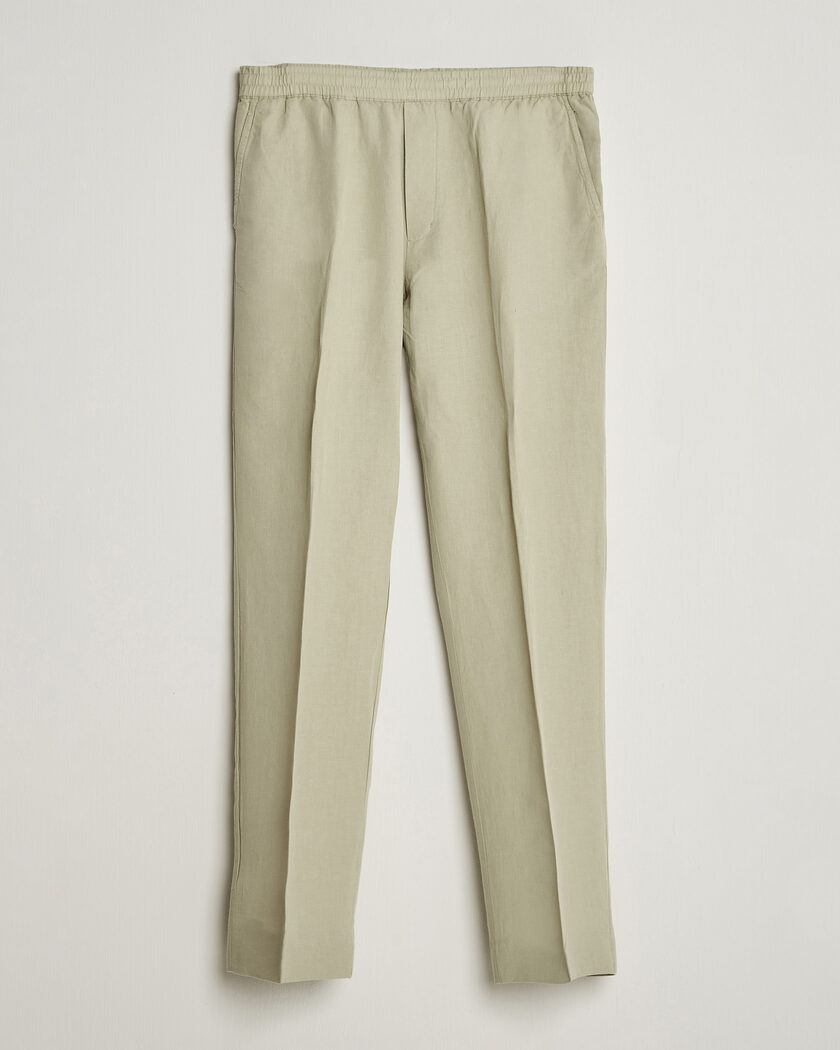 Filippa K Theo Relaxed Linen/Cotton Drawstring Trousers Light Green – Grønn