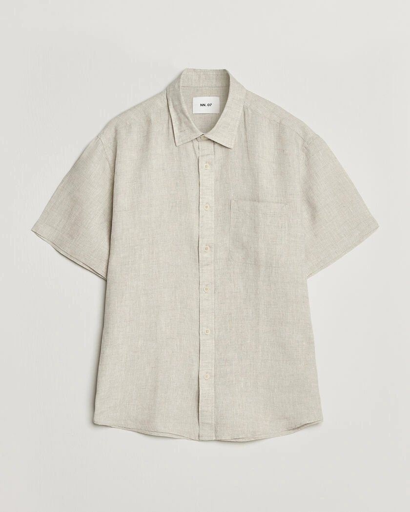 NN07 Deon Linen Short Sleeve Shirt Oat – Beige