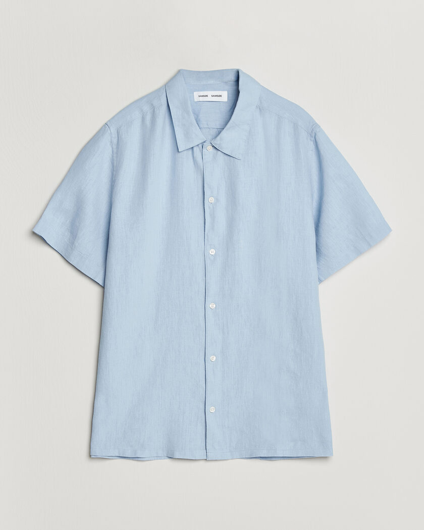 Samsøe Samsøe Avan Linen Short Sleeve Shirt Windsurfer – Blå