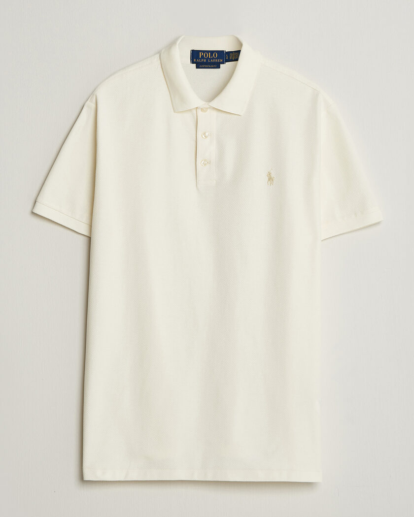 Polo Ralph Lauren Honeycomb Texture Polo Pale Cream – Hvit