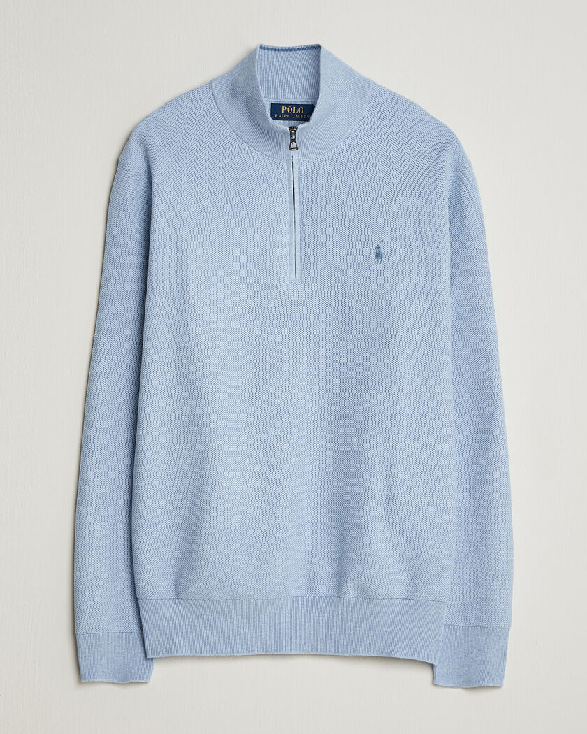 Polo Ralph Lauren Textued Half-Zip Blue Hyacinth Heather – Blå