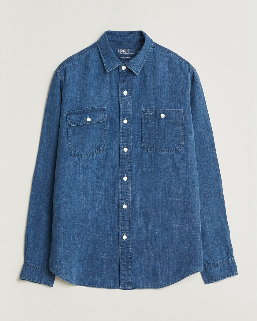 Polo Ralph Lauren Indigo/Linen Western Shirt Medium Wash – Blå