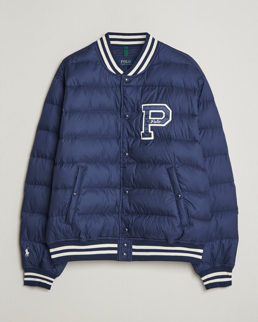 Polo Ralph Lauren Quilted Letterman Jacket Newport Navy – Blå