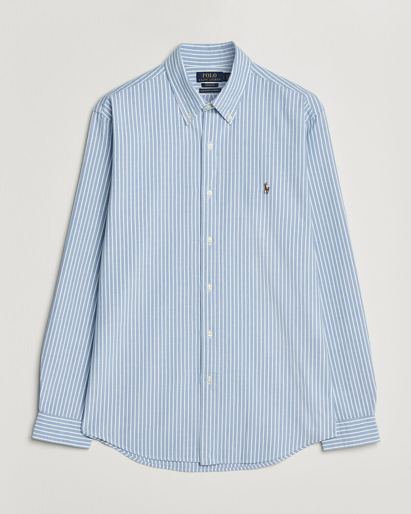 Polo Ralph Lauren Custom Fit Seersucker/Oxford Stripe Shirt Blue – Blå