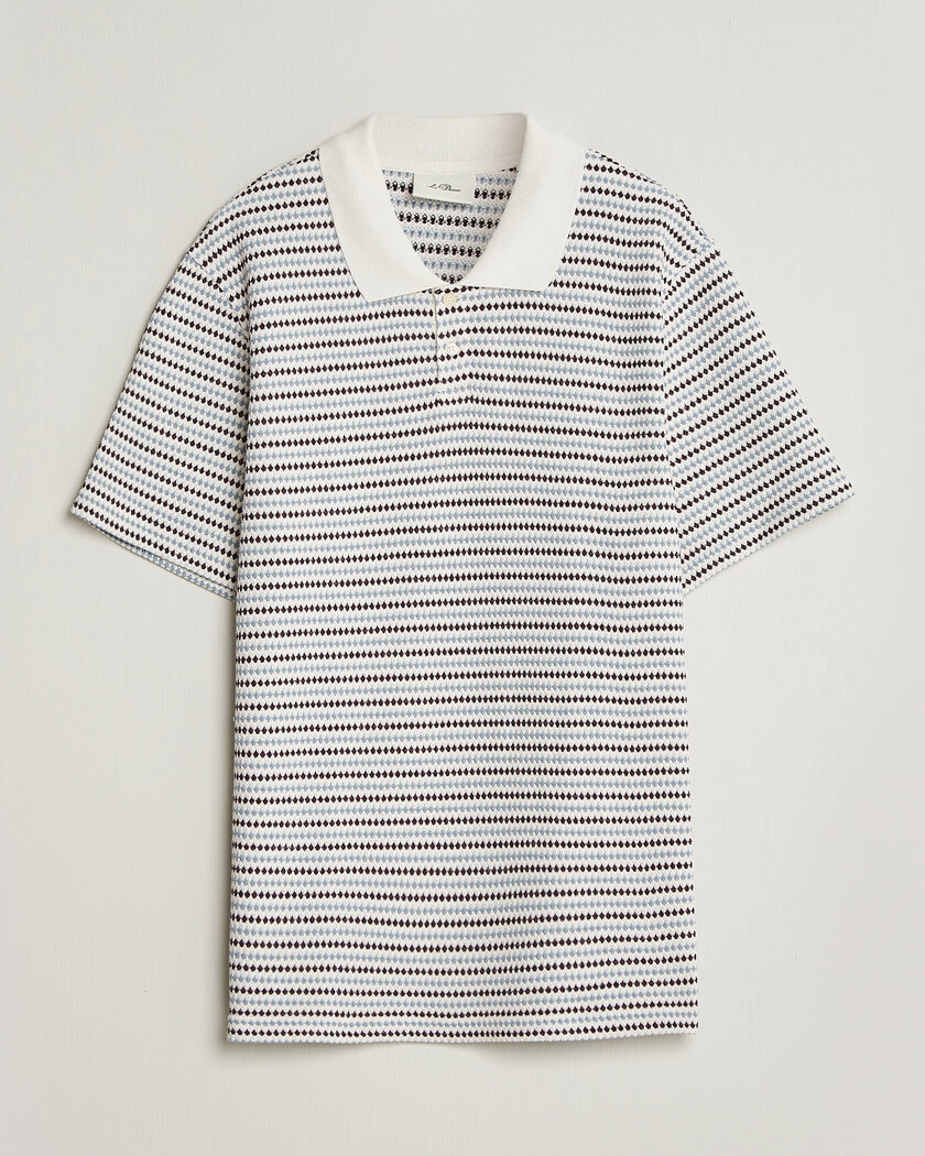 LES DEUX Knitted Stripe Polo Eggnog White – Flerfarget