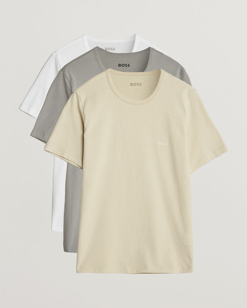 BOSS BLACK 3-Pack Crew Neck T-Shirt White/Beige/Grey – Flerfarget