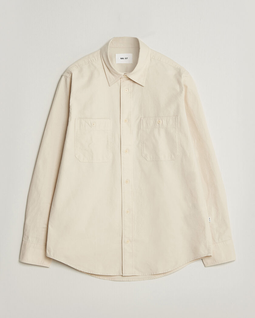 NN07 Colby Twill Overshirt Ivory – Beige