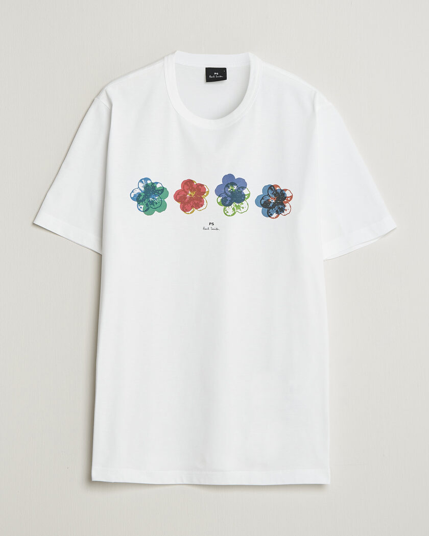 PS Paul Smith Flower Crew Neck T-Shirt White – Hvit