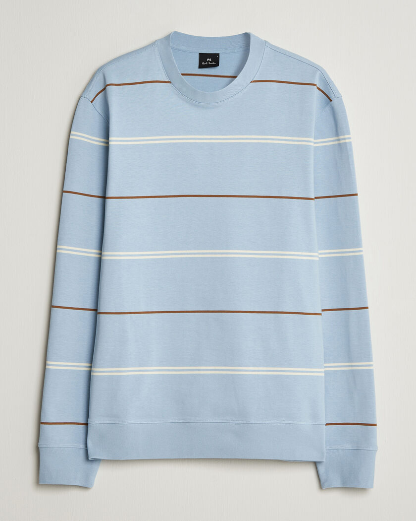PS Paul Smith Cotton Striped Sweater Light Blue – Blå