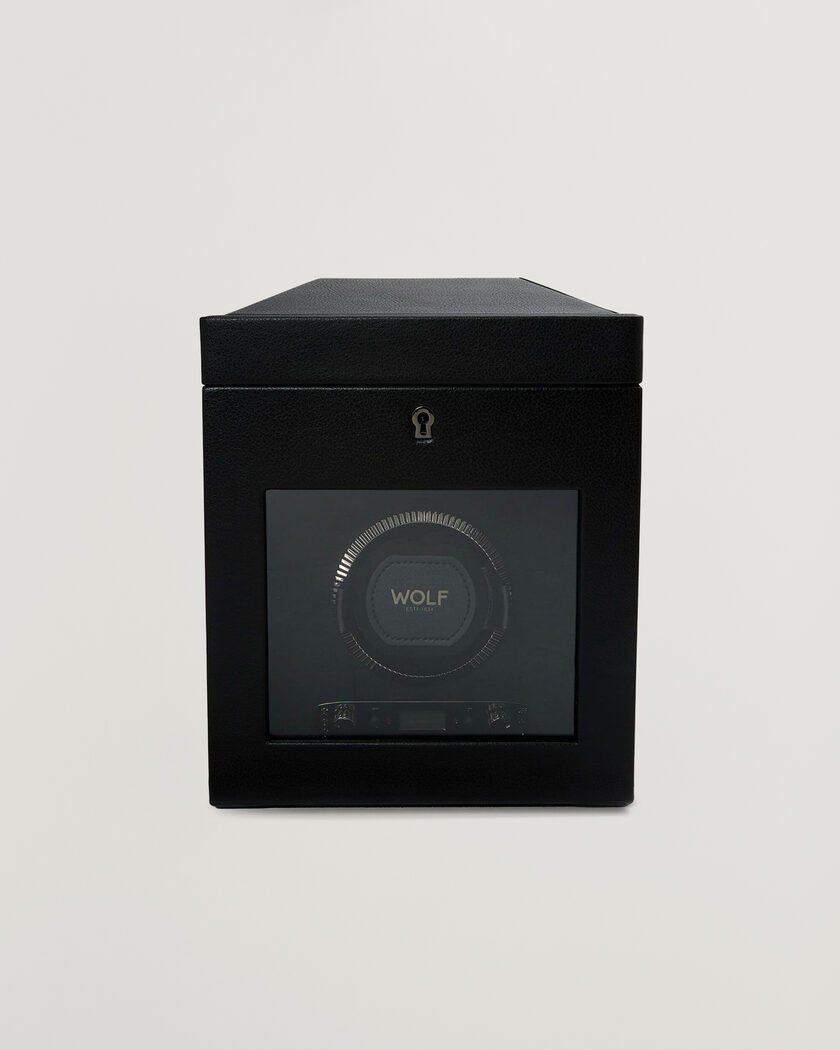 WOLF British Racing Single Watch Winder With Storage Black – Svart