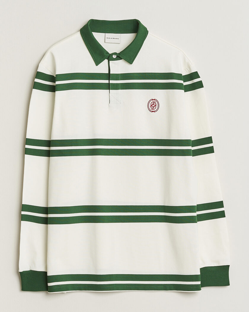 Drôle de Monsieur Ornament Striped Rugger Water Green – Hvit