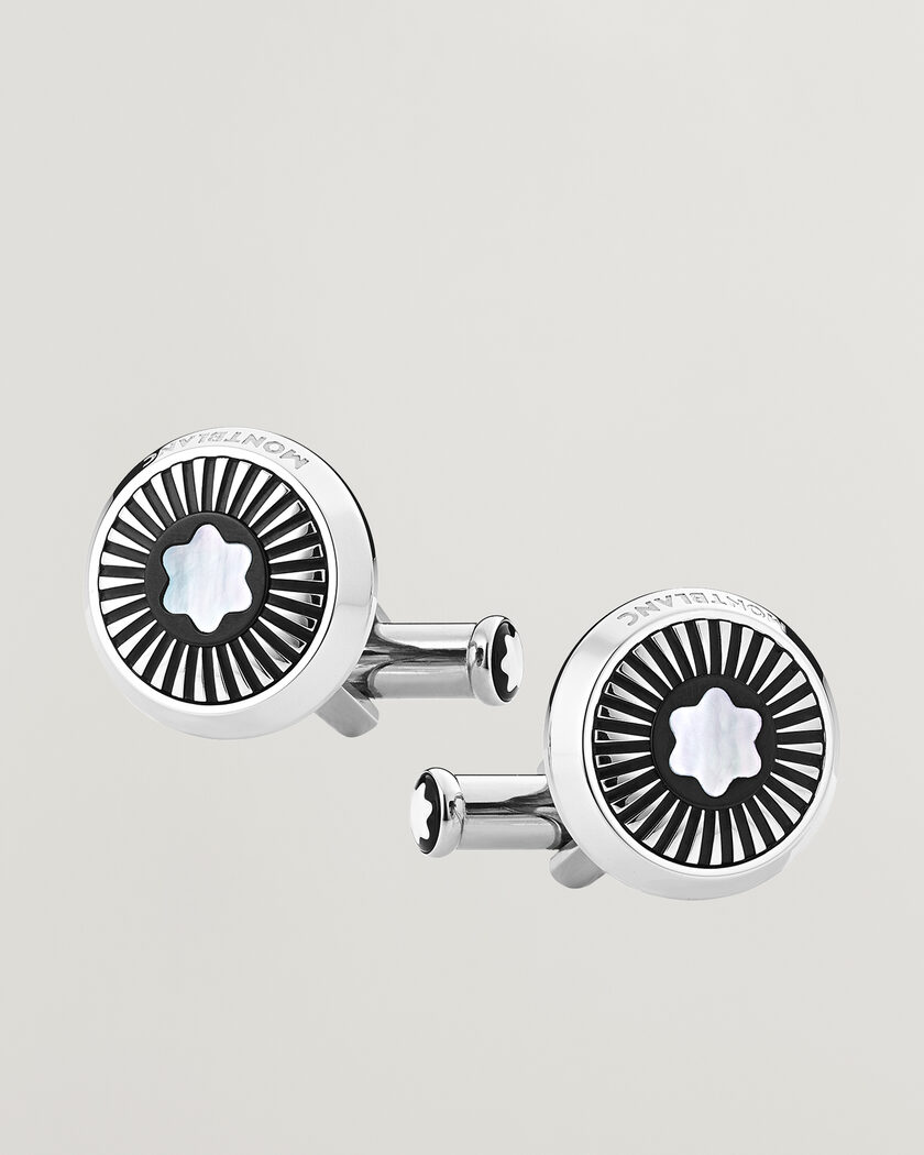 Montblanc Ray Pattern Mother-of-Pearl Snowcap Cufflinks – Sølv