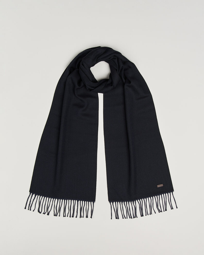 Eton Twill Merino Wool Scarf Navy Blue – Blå