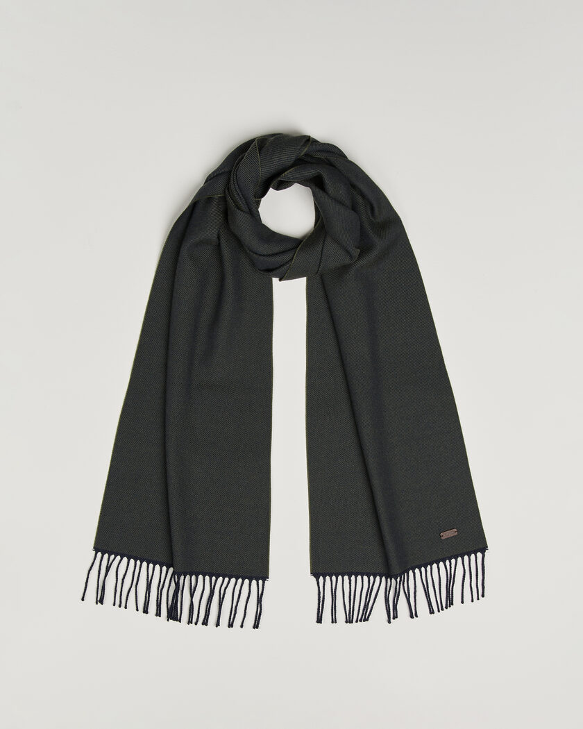 Eton Twill Merino Wool Scarf Dark Green – Grønn