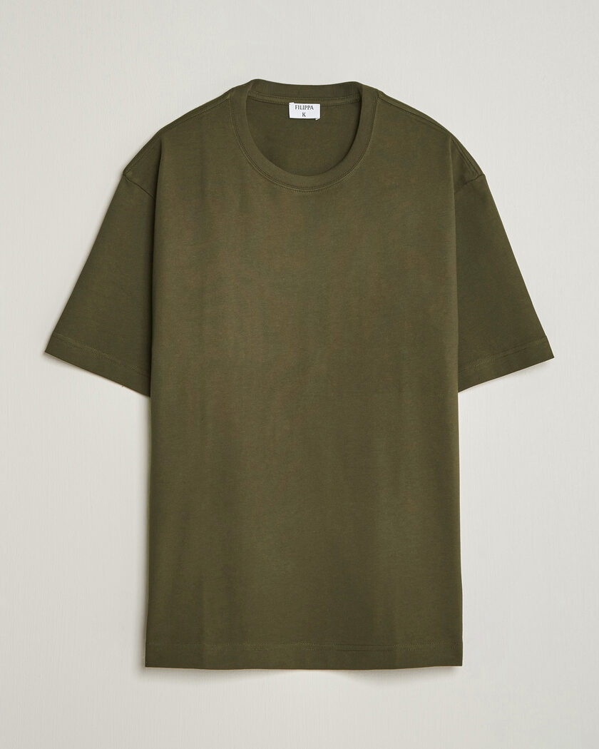 Filippa K Heavy Cotton Crew Neck T-Shirt Dark Moss Green – Grønn
