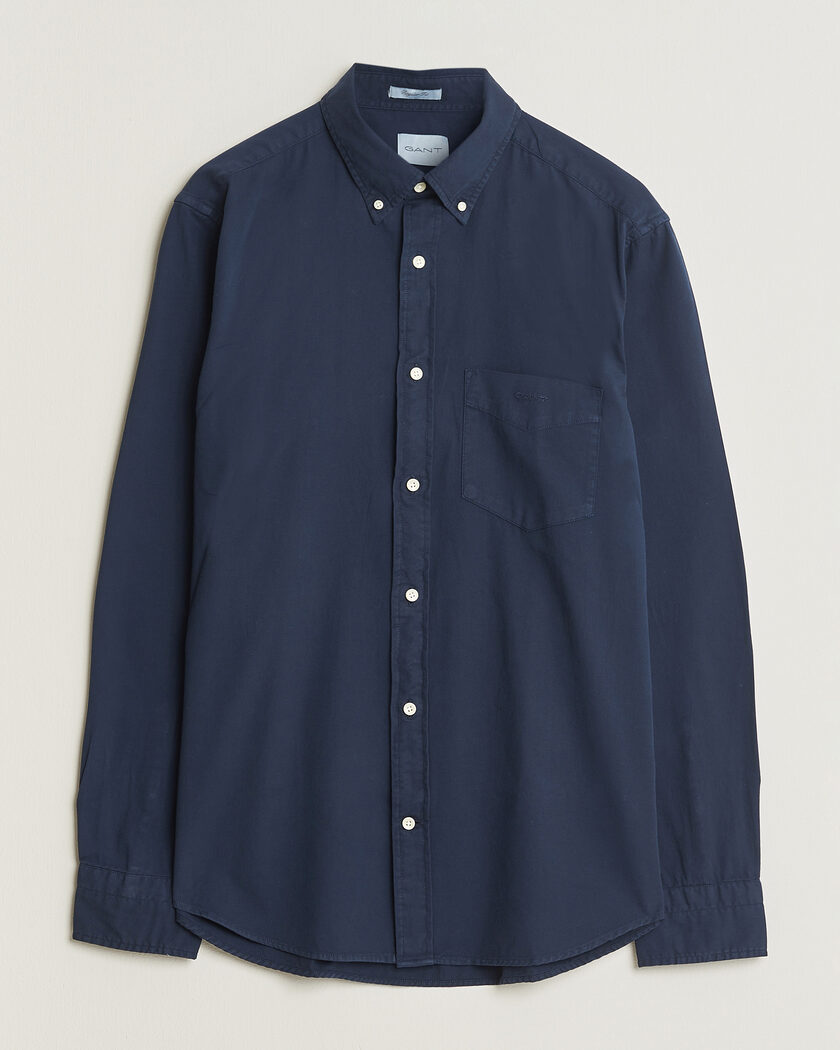 Gant Regular Fit Garment Dyed Twill Shirt Evening Blue – Blå