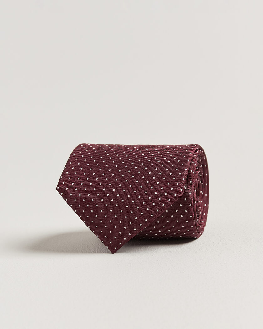 E. Marinella 3-Fold Printed Silk Tie Burgundy – Rød